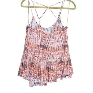 Free People Tie Dye Criss Cross Cami Top Tiered Sleeveless‎ Blouse